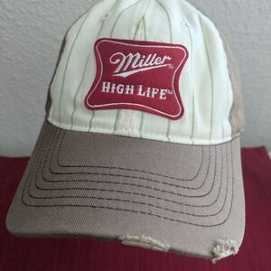 Miller High Life Two-Tone Adjustable Cotton Baseball Cap - Cream & Brown